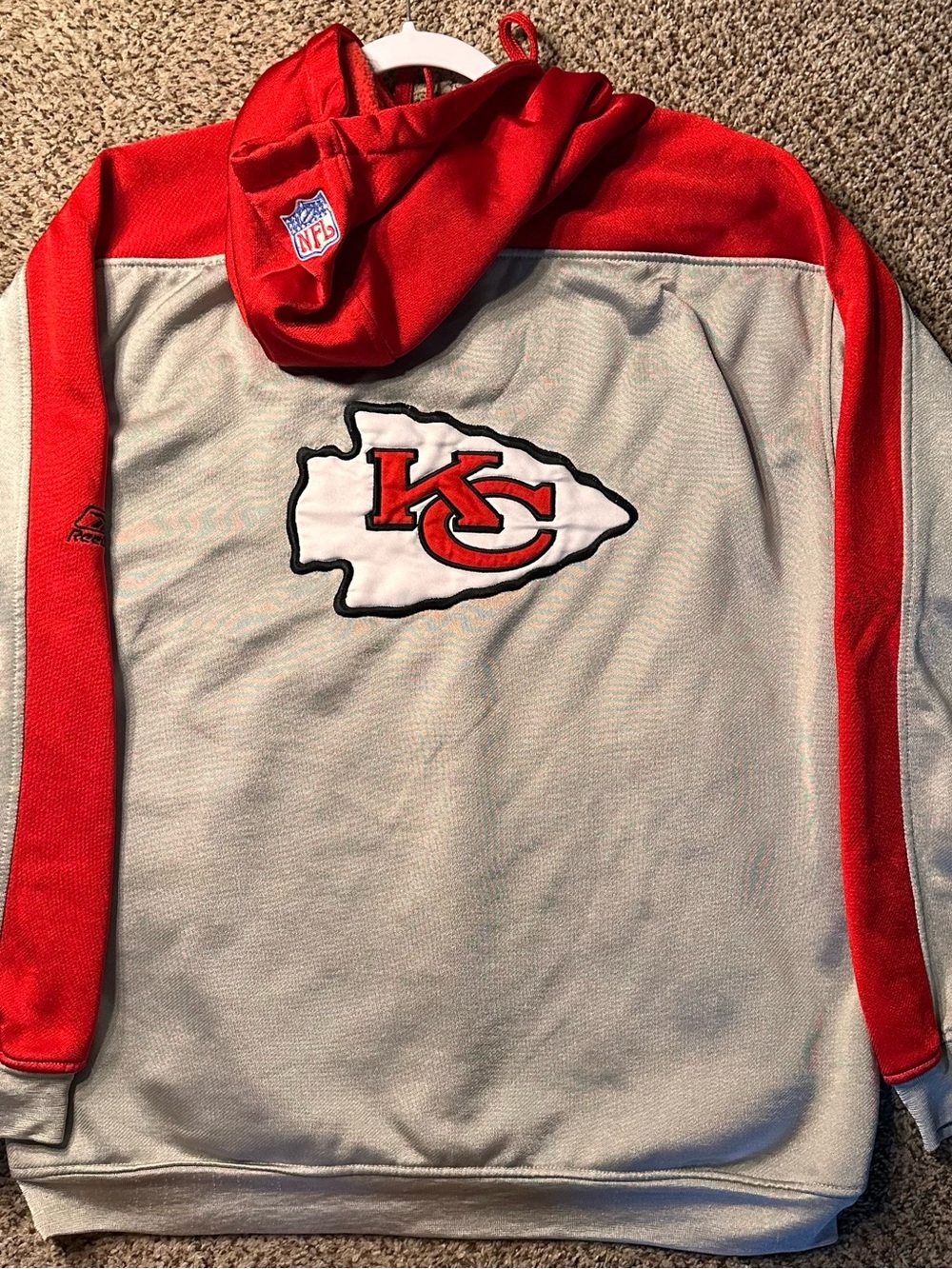 Y2K Kansas City Chiefs Gray & Red Hooded Pullover Sweatshirt - Picture 6 of 7